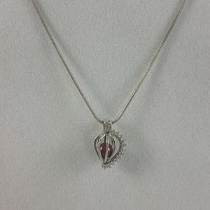 Sterling Silver Heart Cage Necklace